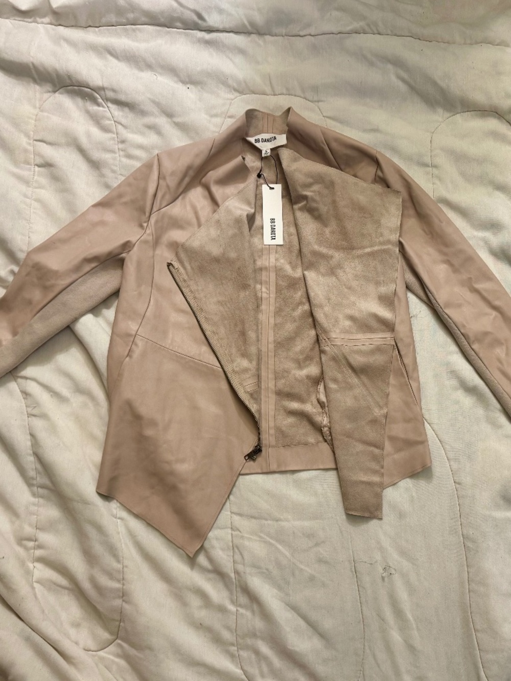 BB Dakota Pink Faux Leather Asymmetrical Jacket